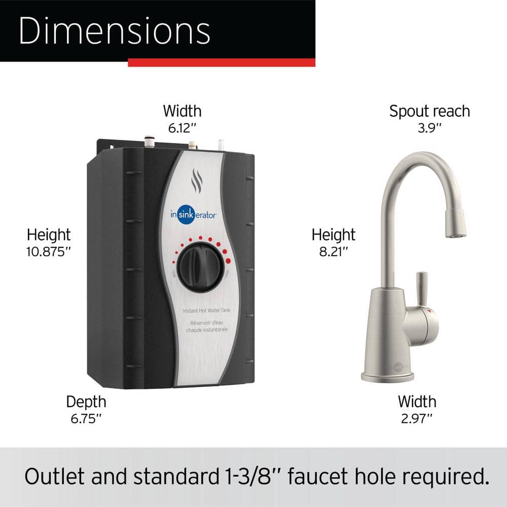 Satin Nickel Instant Hot Water Dispenser with Stainless Steel Tank