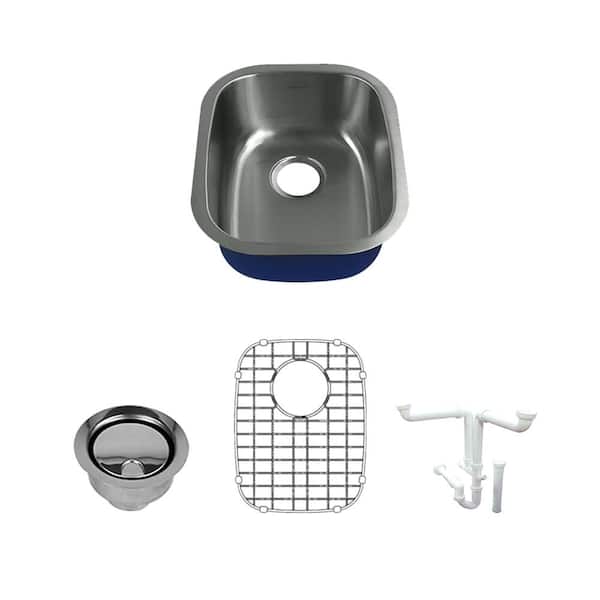 Transolid Meridian All-In-One Undermount Stainless Steel 18.5 in. Single Bowl Kitchen Sink in Brushed Stainless Steel