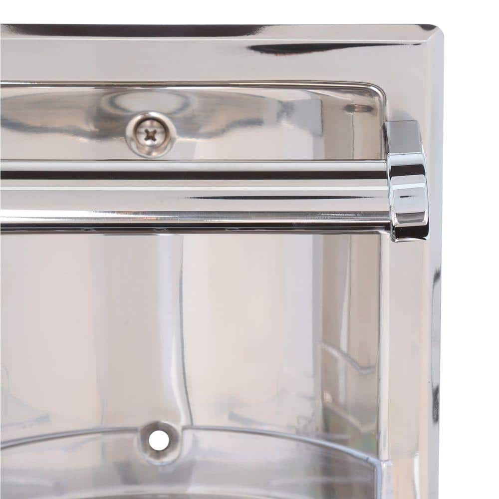 Chrome Recessed Stainless Steel Soap Holder with Grab Bar