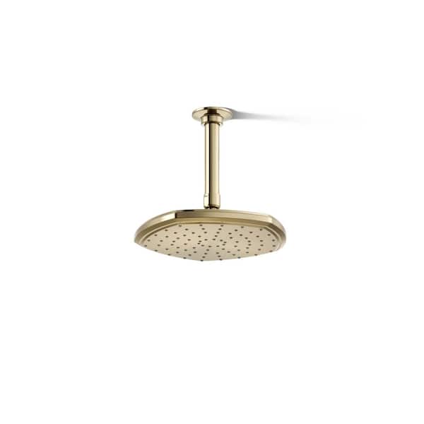 KOHLER Occasion 1-Spray Patterns 2.5 GPM 8.34 in. Wall Mount Rainhead Fixed Shower Head in Vibrant French Gold