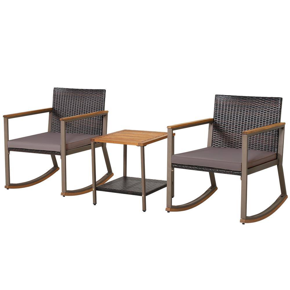 3-Piece Metal Frame Outdoor Dining Set-Grey price history on PriceWatchPro