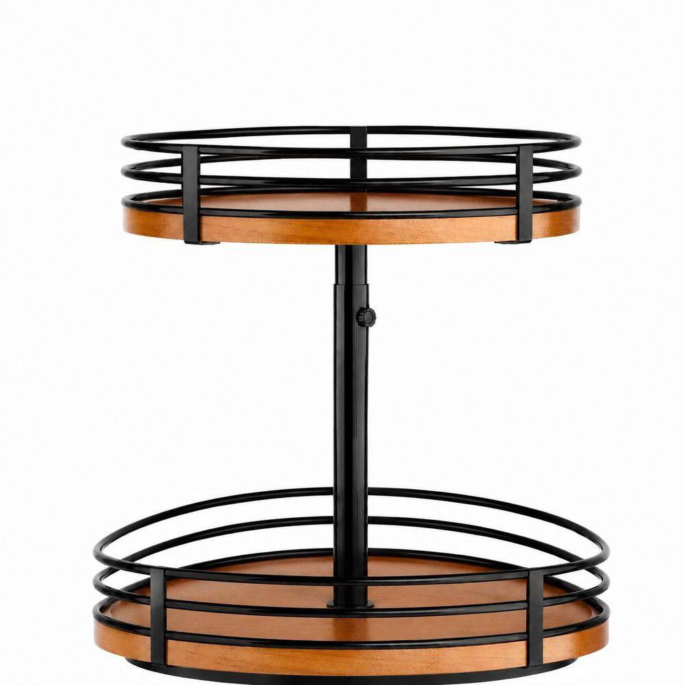 2-Tier Adjustable Height Wooden Lazy Susan Turntable Organizer, 12 in Rotating Spice Rack for Kitchen and Pantry price history on PriceWatchPro