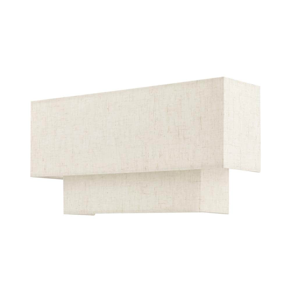 English Bronze Dimmable 2-Light Sconce with Fabric Shade
