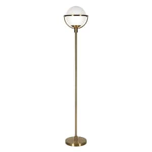 68 in Gold and White Novelty Standard Floor Lamp With White Frosted Glass Globe Shade