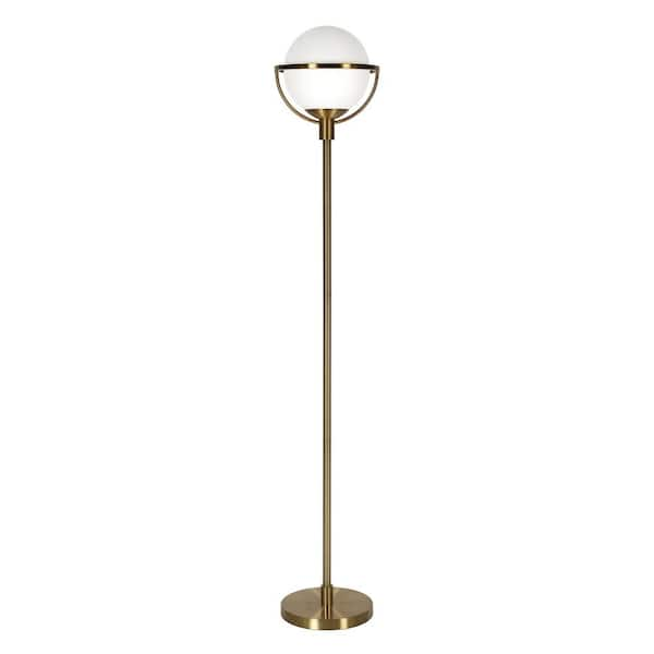 HomeRoots 68 in Gold and White Novelty Standard Floor Lamp With White ...