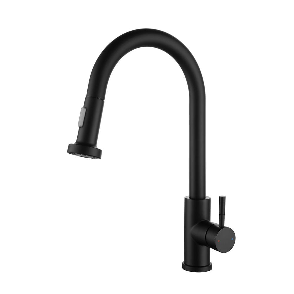 Single Handle Pull Down Sprayer Kitchen Faucet in Matte Black -  Maincraft, HHK8F0026MB