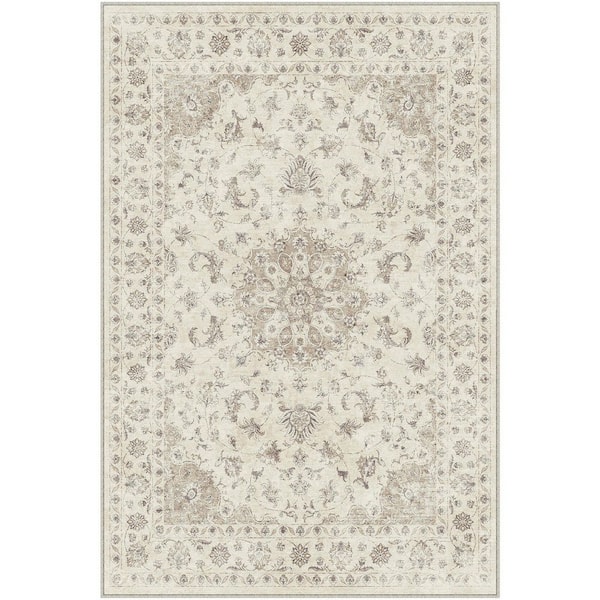 Washington Brown 3 ft. x 5 ft. Vintage Washable Medallion Distressed Area Rug