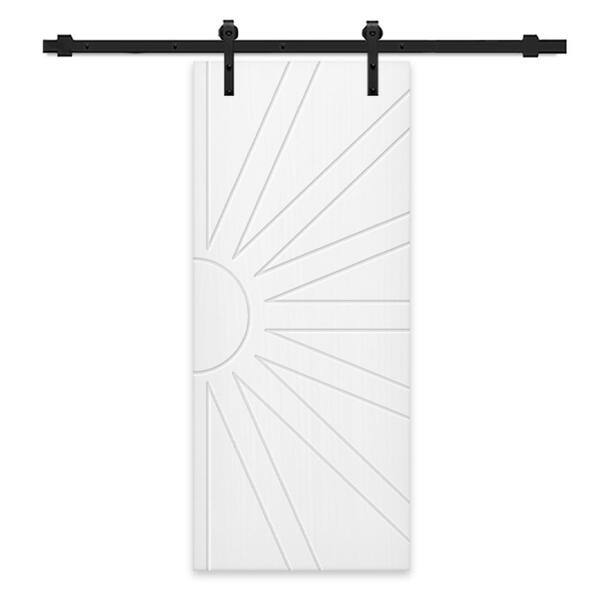 CALHOME 30 in. x 96 in. White Stained Composite MDF Paneled Interior Sliding Barn Door with Hardware Kit