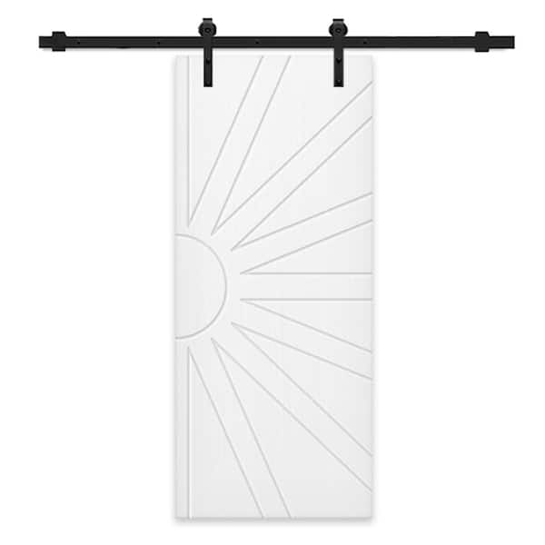 CALHOME 42 in. x 96 in. White Stained Composite MDF Paneled Interior Sliding Barn Door with Hardware Kit