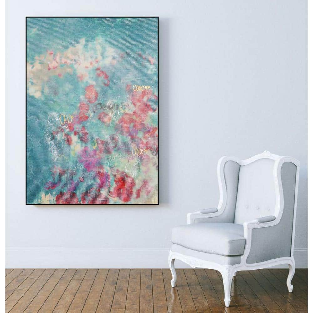 30 in. x 40 in. Embellished Teal Rose Garden I by Jennifer Goldberger 