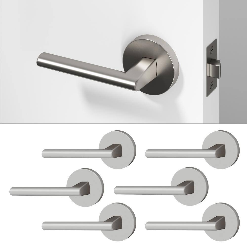 Brio Metal Brushed Nickel Passage Hall/Closet Round Door Handle with Round Rosette 6-Pack price history on PriceWatchPro