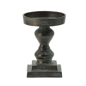 Black Classic Pillar Aluminum Candle Holder with Pedestal Designs and Square Base