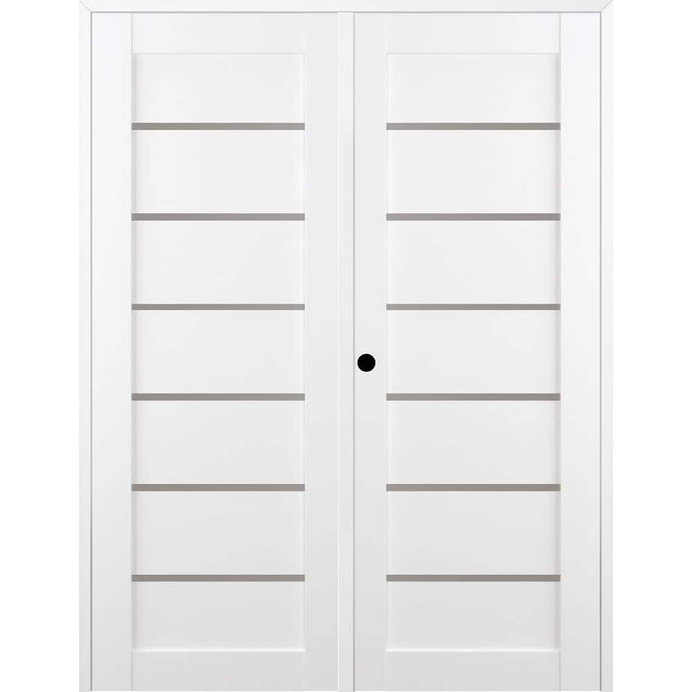 36 in.x 83.25 in. Right Hand Active 7-Lite Frosted Glass Bianco Noble Finished Wood Composite Double Prehung French Door price history on PriceWatchPro