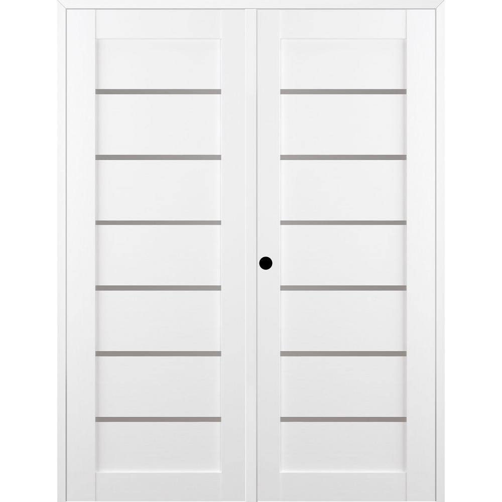 Alba 56 in.x95.25 in.Right Hand Active 7Lite Frosted Glass Bianco Noble Finished Wood Composite Double PrehungFrenchDoor price history on PriceWatchPro