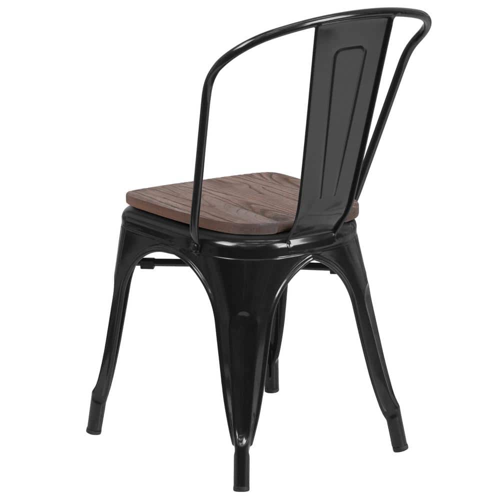Black Metal High Back Industrial Side Chair Set