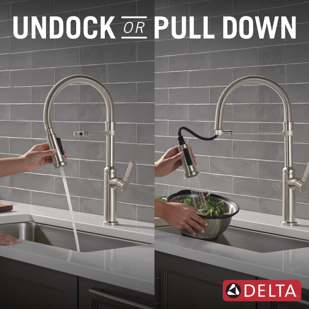 Stainless Steel Commercial Kitchen Faucet with Pull-Down Sprayer