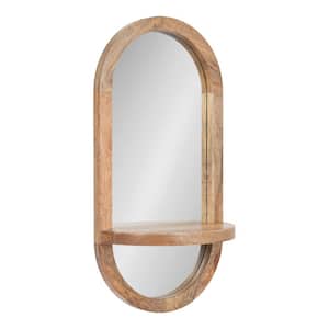 Hutton 12.00 in. W x 24.00 in. H Natural Oval Decorative Classic Framed Wall Mirror with Shelf