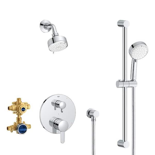 GROHE Cosmopolitan 2-Spray Dual Wall Mount Fixed and Handheld Shower Head 1.75 GPM in Chrome (Valve Included)