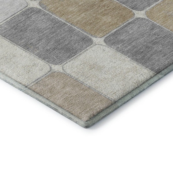 Mayfield Premium Machine Washable Abstract AMF1948 Beige 8 ft. x 10 ft. Area Rug