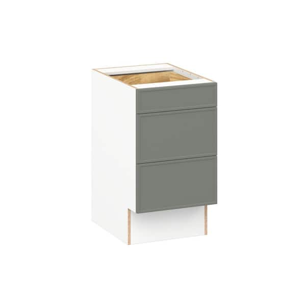 J COLLECTION Fairview 18 in. W x 24 in. D x 32.5 in. H Assembled Slim Shaker Accessible ADA Drawer Base Kitchen Cabinet in Moss Green