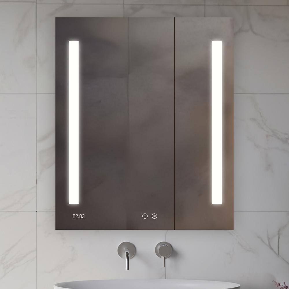 Signature Royale Aluminum LED Medicine Cabinet with Defogger and Clock