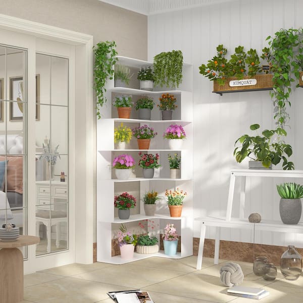 FUFU&GAGA L Shaped 7-Tier Plant Stand Flower Rack KF260087-02-cc