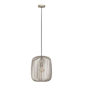 Romazzina 12.75 in. W x 87.67 in. H 1-Light Sandy Cage Pendant Light with Sandy Metal Round Shade