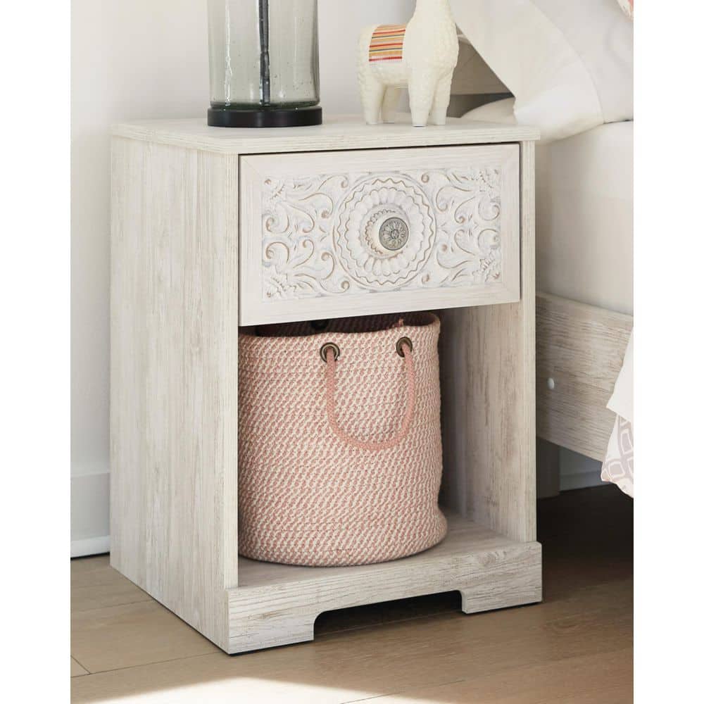 Paxberry White 1 Drawer Nightstand