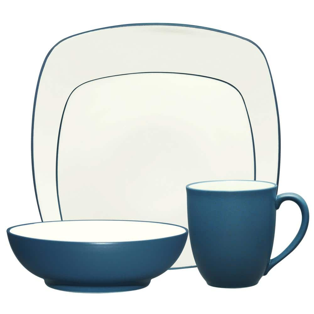 Noritake Colorwave Blue 4-Piece (Blue) Stoneware Square Place Setting ...