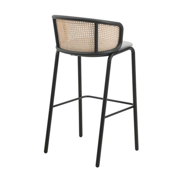 LeisureMod Quincy Modern Tufted Leather Barstool Gold Metal Frame - 29 inch Charcoal Black, Men's