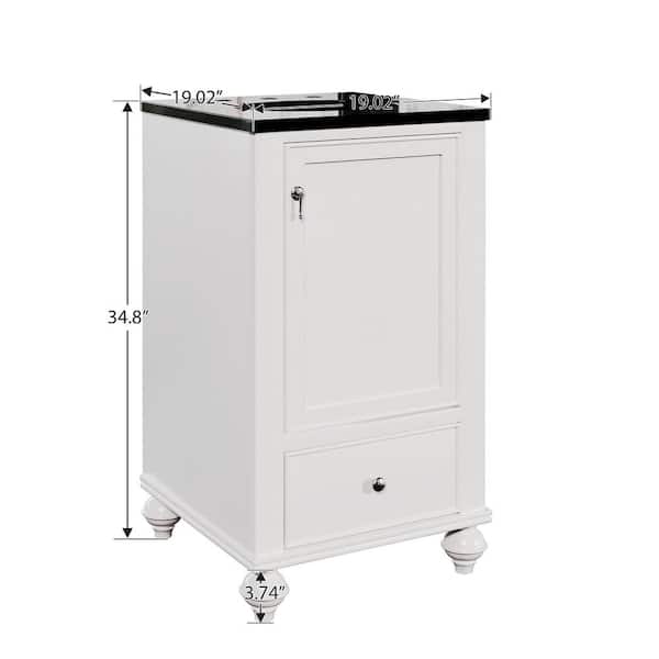 19.02 in. W X 19.02 in. D X 34.8 in. H Single Basin Bath Vanity in White with White Ceramic Top