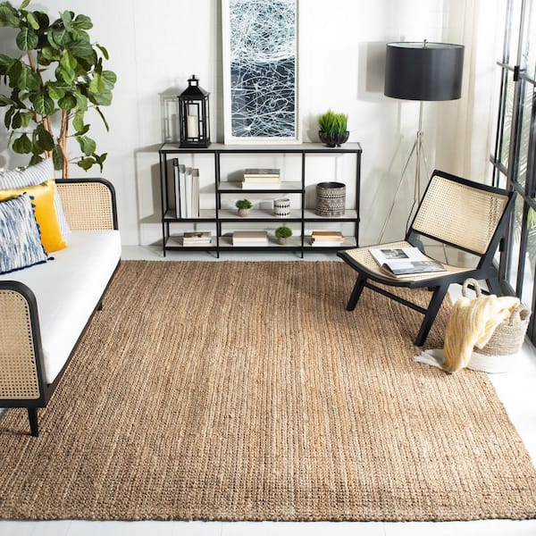 Natural Fiber Tan 11 ft. x 15 ft. Woven Cross Stitch Area Rug