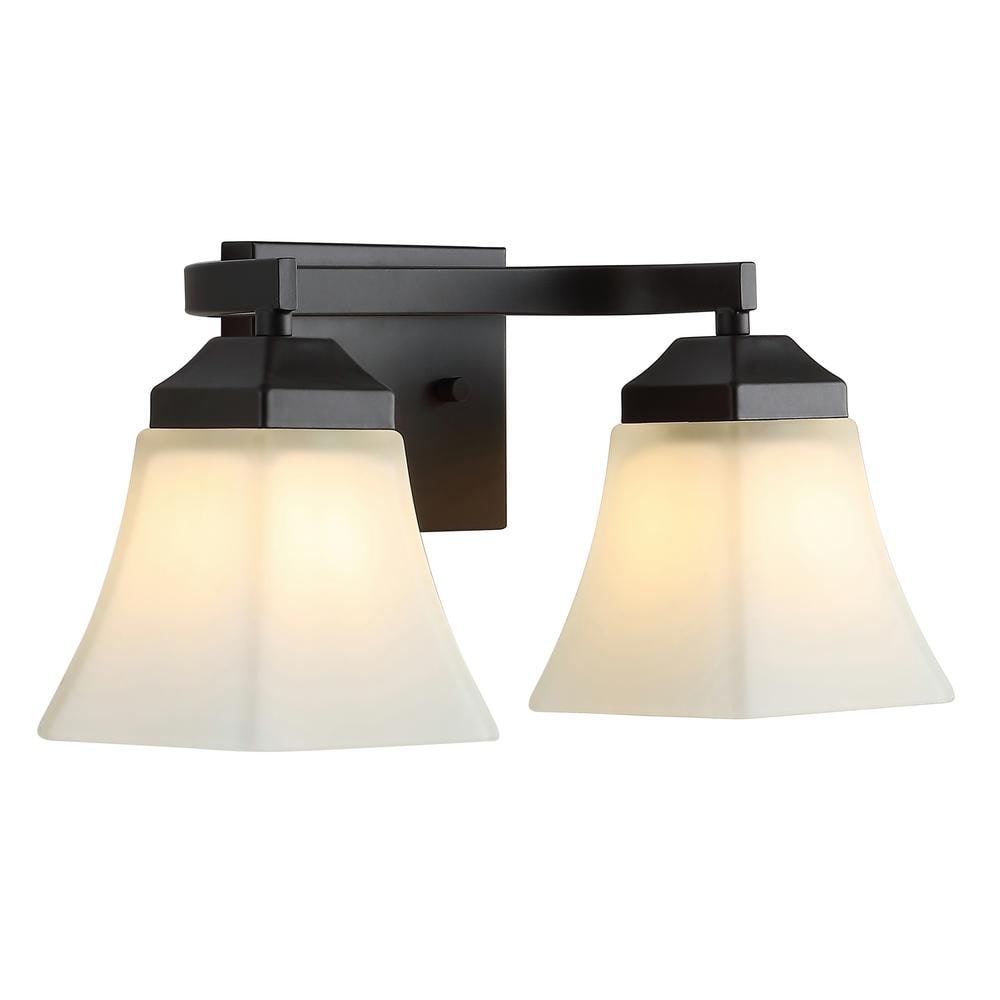 15" Black Iron and Frosted Glass Bathroom Vanity Light