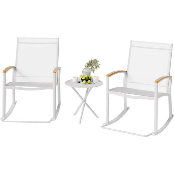 Unbranded White 3-Piece Metal Outdoor Bistro Set