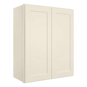Newport Ready to Assemble 24 in. W x 12 in. D x 30 in. H Shaker Style Stock Wall Cabinet 2-Door in Antique White