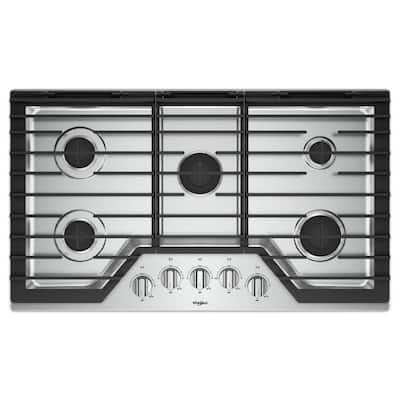 36 in. Gas Cooktop in Stainless Steel with 5 Burners and EZ-2-LIFT Hinged Cast-Iron Grates