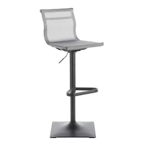 Mirage Adjustable Bar Stool in Silver Mesh Fabric and Black Metal