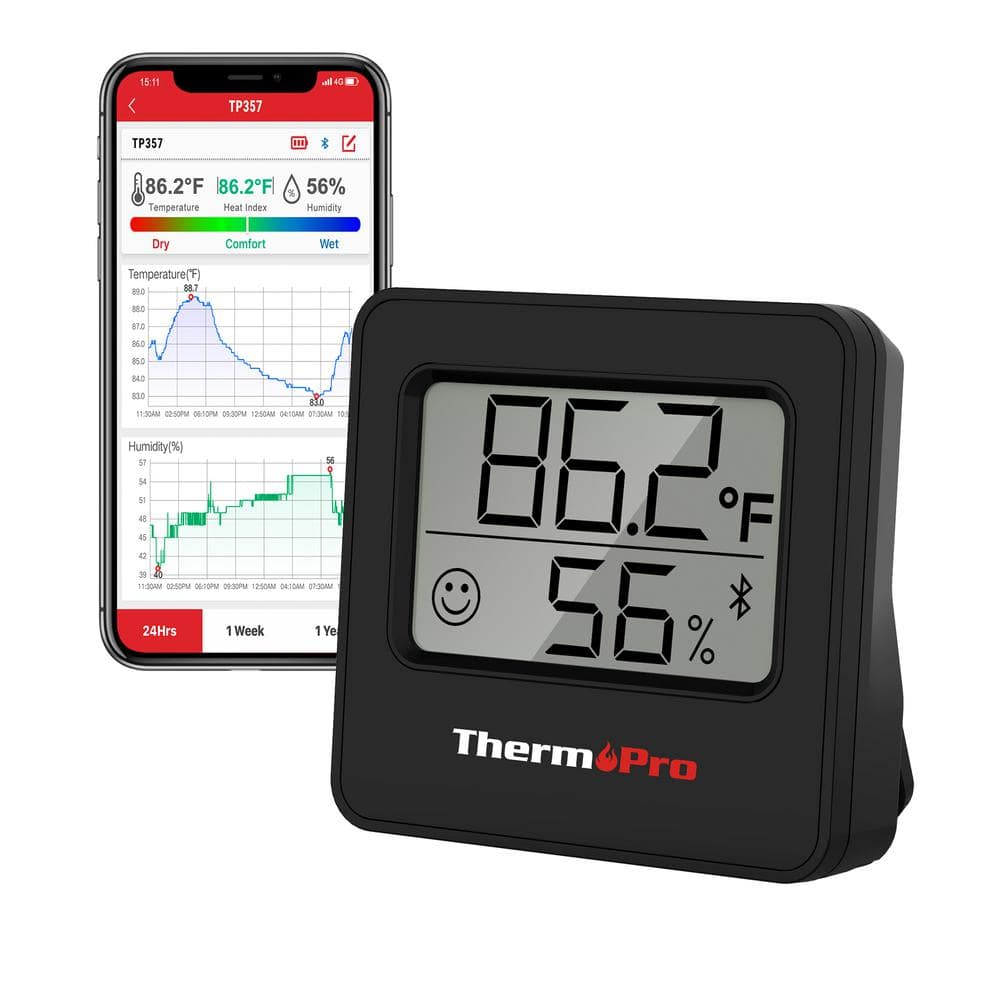 ThermoPro TP357W Smart Digital Indoor Thermometer Humidity Monitor of  260FT, Bluetooth Thermometer Hygrometer for iOS and Android TP357W - The  Home