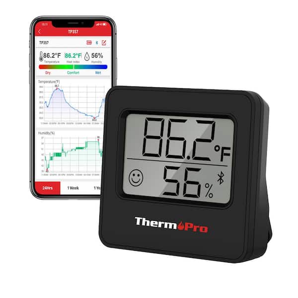 ThermoPro TP357W Smart Digital Indoor Thermometer Humidity Monitor of  260FT, Bluetooth Thermometer Hygrometer for iOS and Android TP357W - The  Home Depot