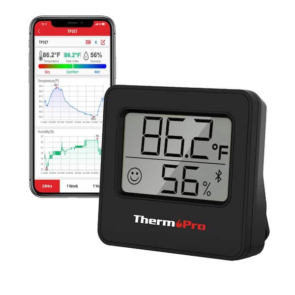 ThermoPro TP357W Smart Digital Indoor Thermometer Humidity Monitor of 260FT, Bluetooth Thermometer Hygrometer for iOS and Android