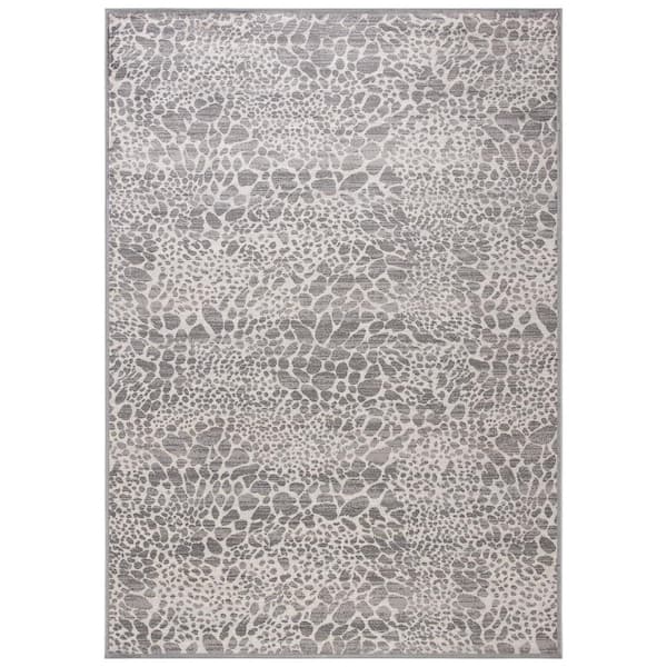 SAFAVIEH Atlas Ivory/Gray 5 ft. x 8 ft. Animal Print Area Rug