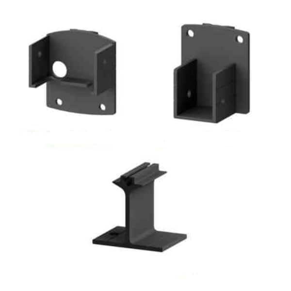 AquatinePLUS 2 in. x 3 in. x 5 in. Black Aluminum Pool Fence Picket Bracket Kit