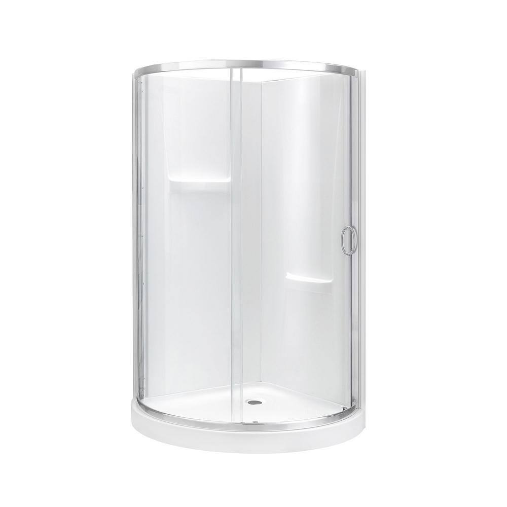 Breeze 38 in. Clear Glass Corner Shower Kit with Nickel Finish