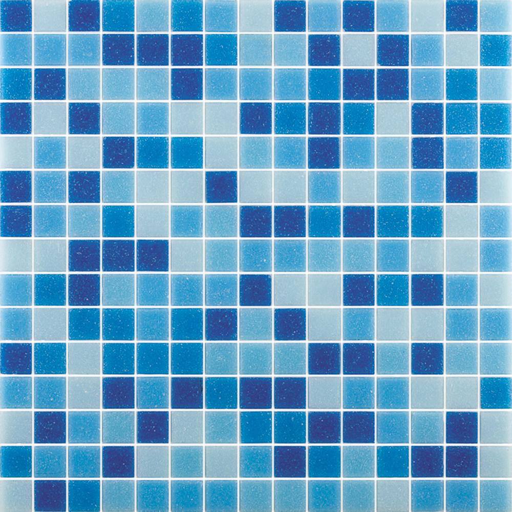 Apollo Tile Mingles 12 in. x 12 in. Glossy Blue and White Glass Mosaic ...