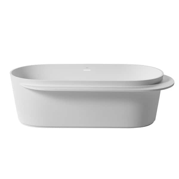 EPOWP 71 in. Acrylic Freestanding Flatbottom Non-Whirlpool Bathtub in White