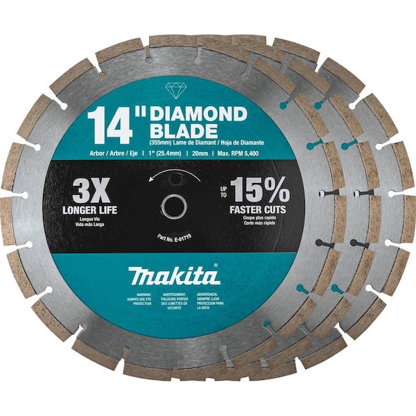 Makita 14 in. Segmented Rim Diamond Blade for General Purpose (3-Pack)  B-69646 - The Home Depot