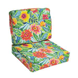 27 in. x 30 in. Deep Seating Indoor/Outdoor Corded Lounge Chair Cushion Set in Pensacola Multi