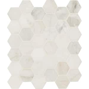 Arabescato Venato White 11.73 in. x 12 in. Honed Marble Look Floor and Wall Tile (9.8 sq. ft./Case)