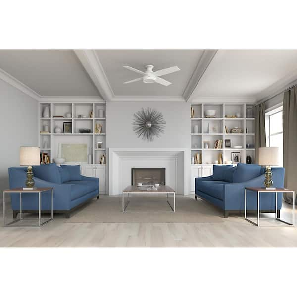 Dempsey 52 in. Low Profile No Light Indoor Fresh White Ceiling Fan with Remote For Bedrooms