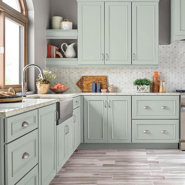 1 gal. #S410-1 River Mist Semi-Gloss Enamel Interior/Exterior Cabinet, Door & Trim Paint